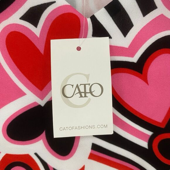 NWT Cato Top Size M Polyester Hearts Red Pink White Black Tank Top Valentines - Picture 3 of 10